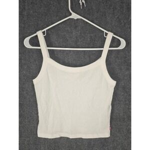 Levis Womens Ribbed Tank Top Off-White Cream Scoop Neck Sleeveless Small 4604